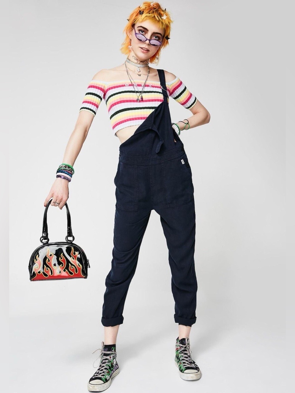 Obey Davy Overalls Dark Indigo Blue Lyocell Workwear Slouchy Dungarees